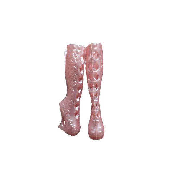 Pre-owned Clone Pink Boots Fits Monster High Dolls Wedge Heels - Picture 4 of 5